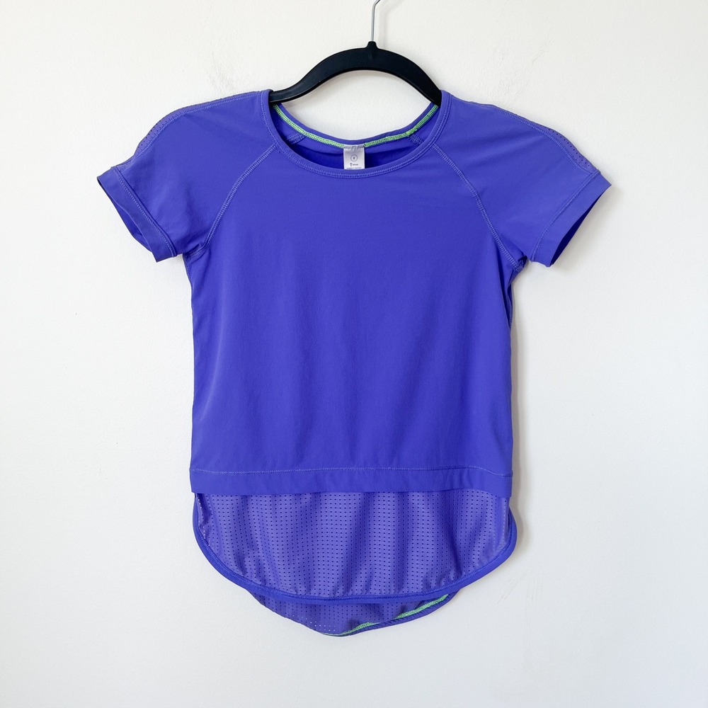 Lululemon Ivivva Short Sleeve Active Shirt Mesh Purple Girls 8